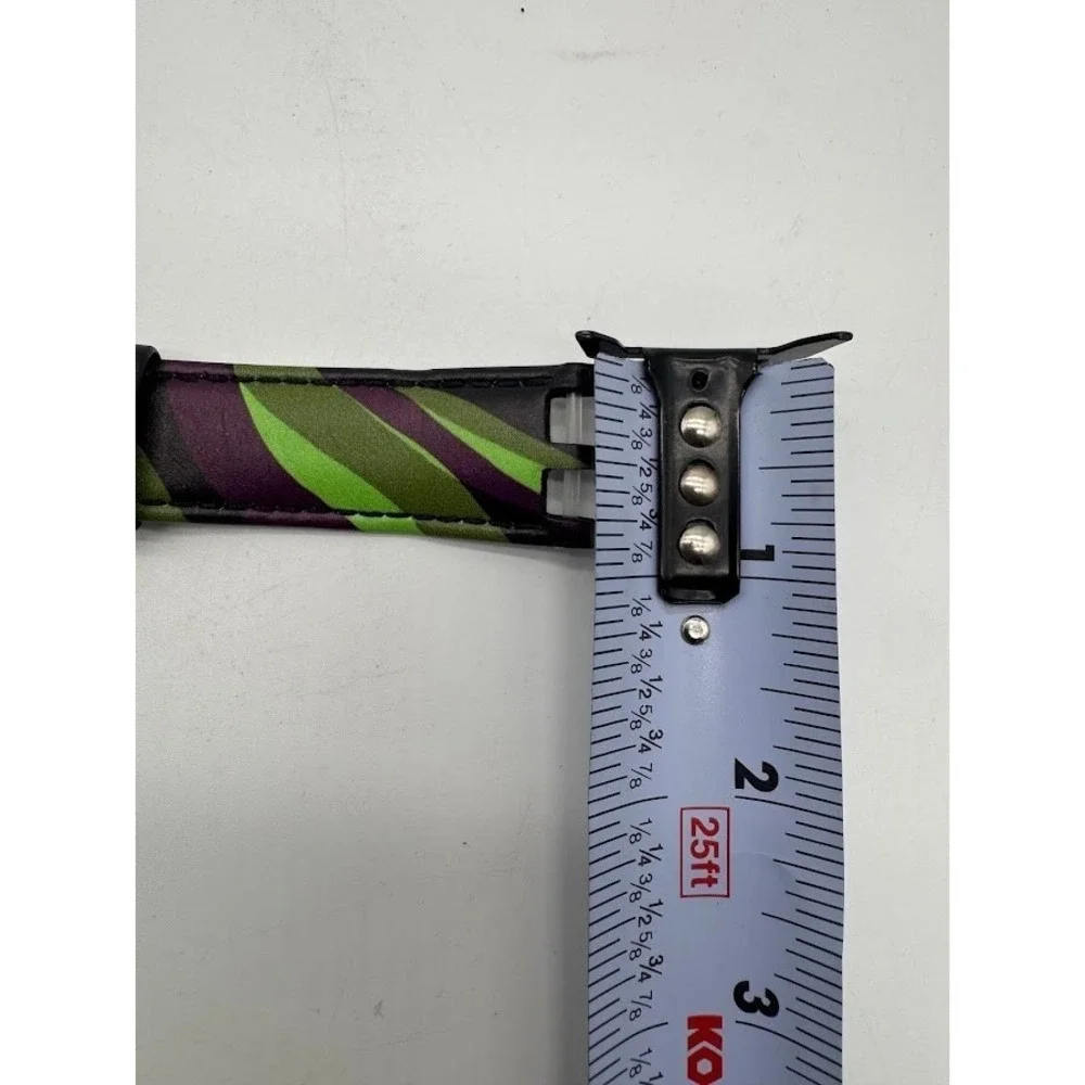 Versace Genuine Leather Watch Strap‎ 24mm Green Purple Gold Tone Buckle Womens
